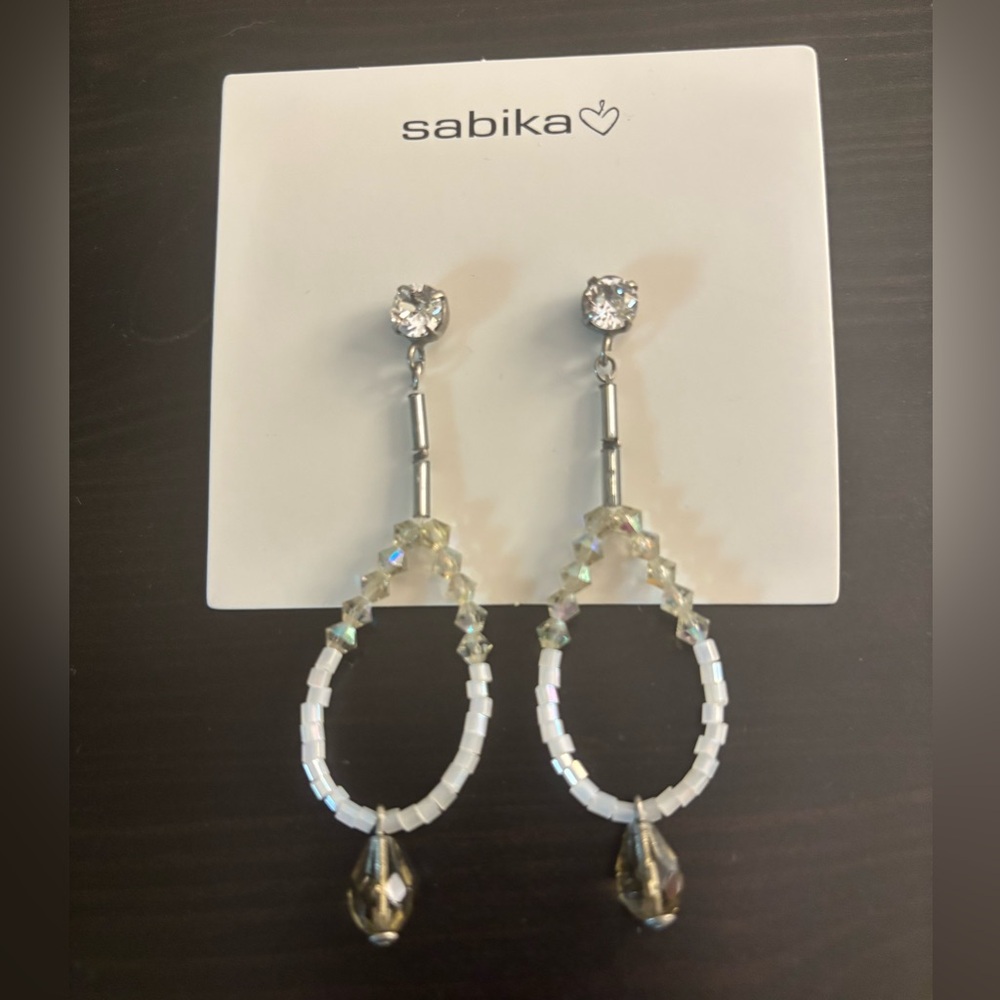 Sabika Silver and Crystal Drop Earrings